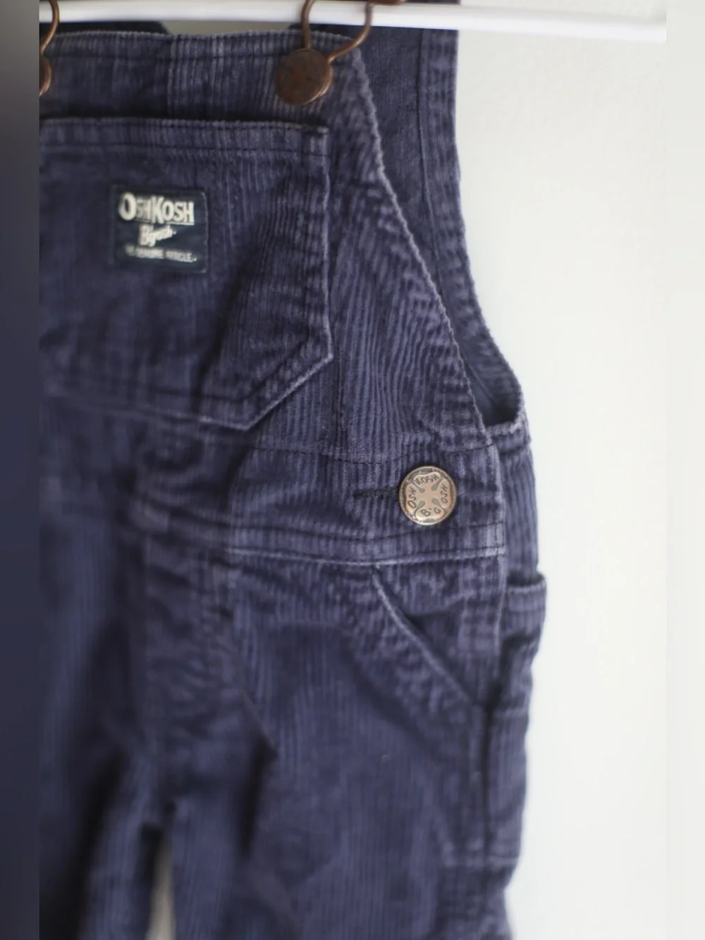 OshKosh B'gosh Dark Blue Corduroy Overalls with Adjustable Straps 100% Cotton 3M